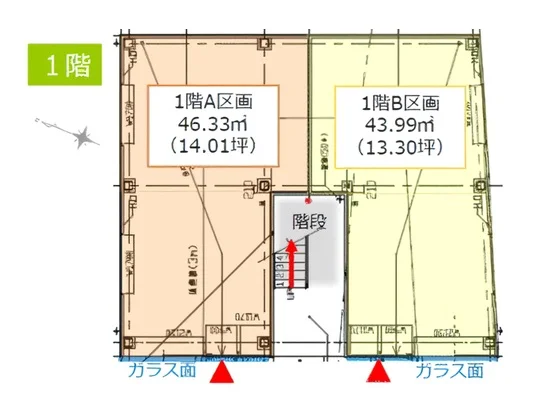 初台のスケルトン店舗物件の平面図