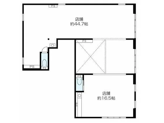 弘明寺のスケルトン店舗物件の平面図