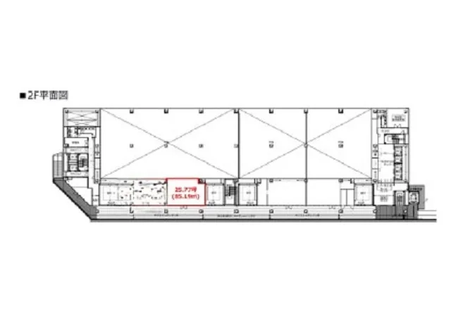 大井競馬場前のスケルトン店舗物件の平面図