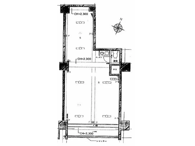 吉野町の事務所仕様店舗物件の平面図