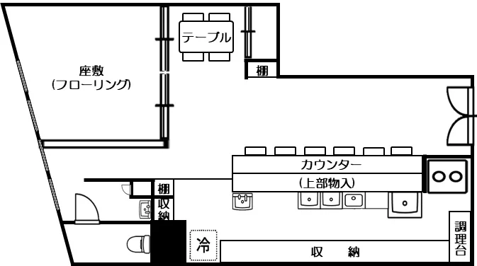 居酒屋の居抜き物件の平面図