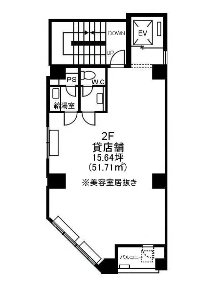 美容室・理容室の居抜き物件の平面図