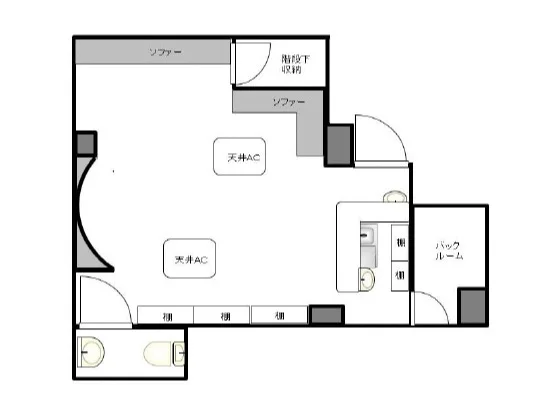 山手のBAR・ショットバー居抜きの平面図