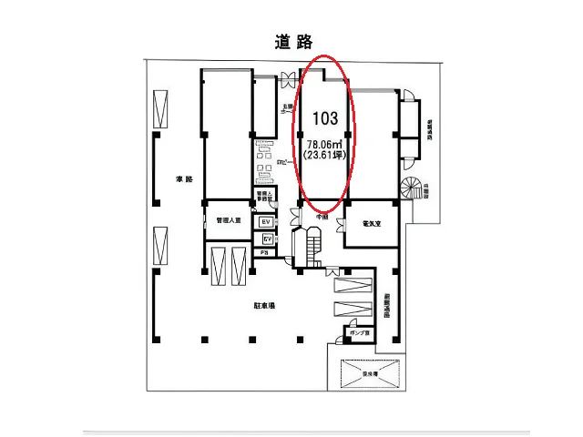 阪東橋のスケルトン物件の平面図