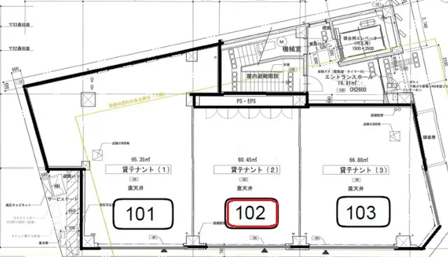 貸店舗(スケルトン)の平面図