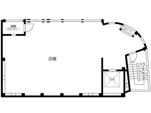 渋谷のスケルトン店舗物件の平面図