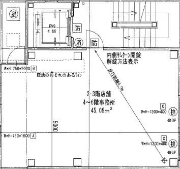 貸店舗(スケルトン)の平面図