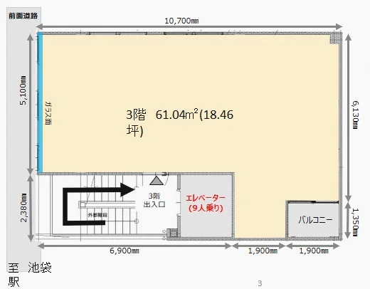 池袋の居抜き店舗の平面図