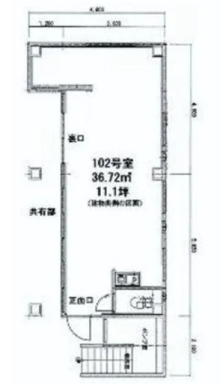 北千住のエステ居抜きの平面図