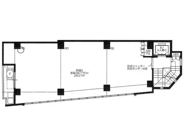京急川崎の事務所仕様物件の平面図