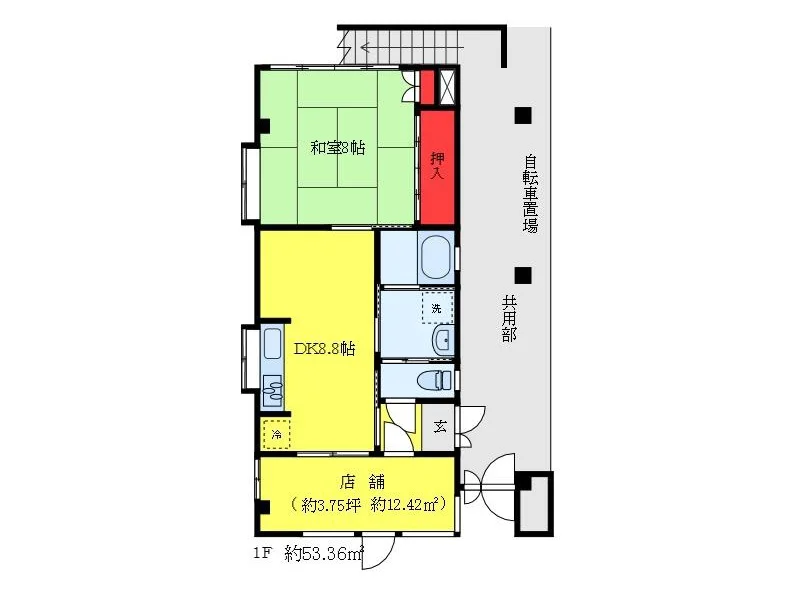 貸店舗(事務所仕様)の平面図
