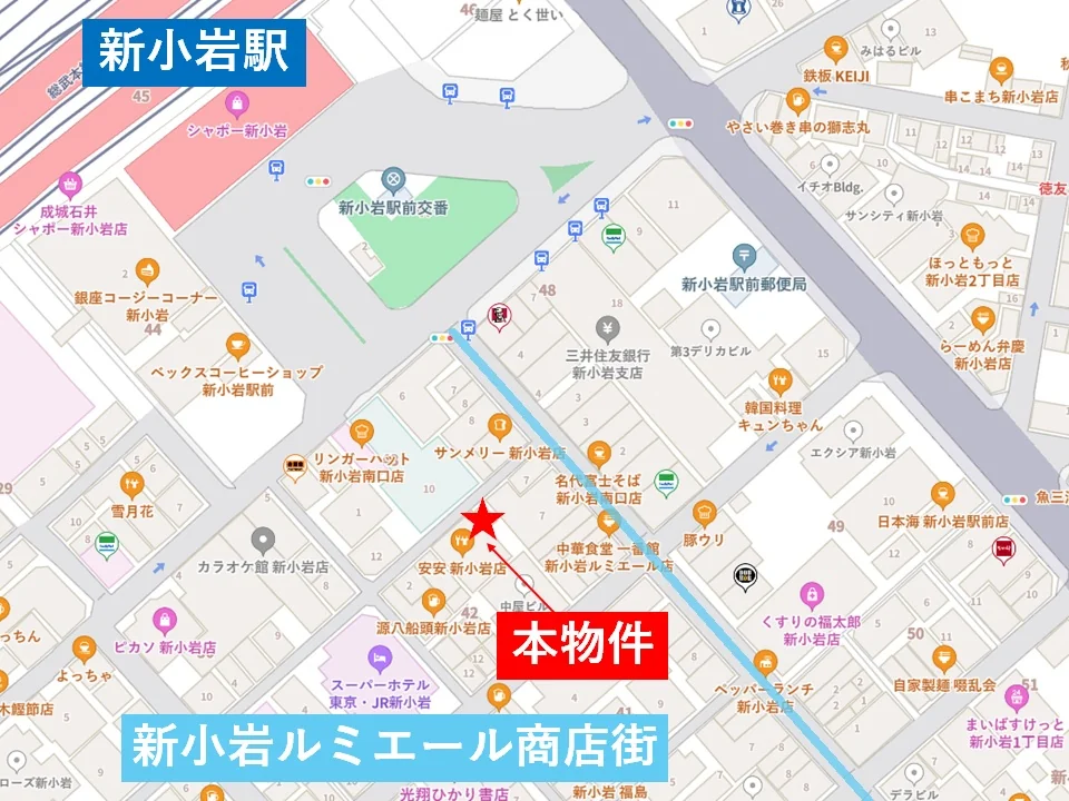 新小岩のスケルトン物件の地図