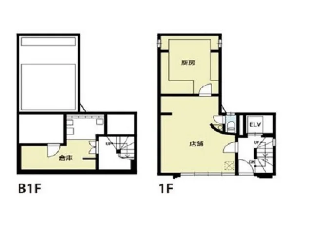 中目黒のスケルトン店舗物件の平面図