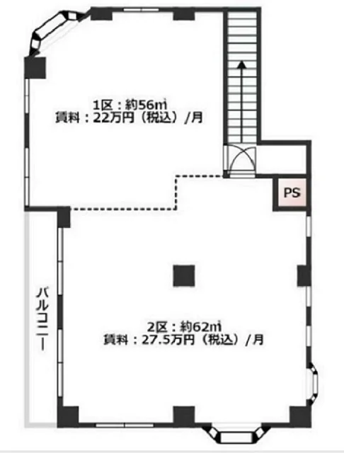 貸店舗(スケルトン)の平面図