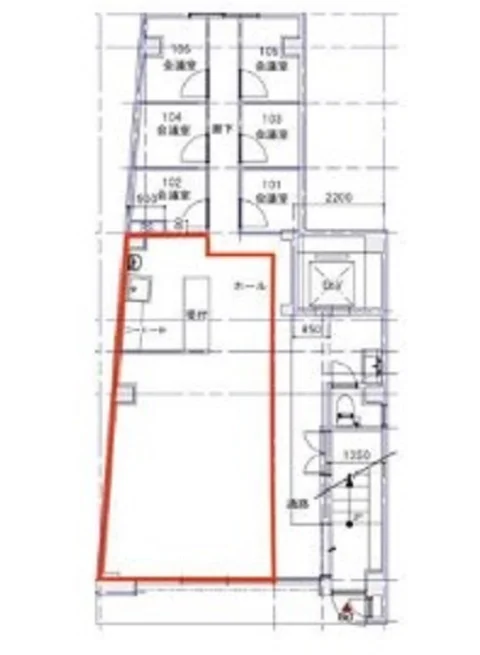 浅草の事務所仕様店舗物件の平面図