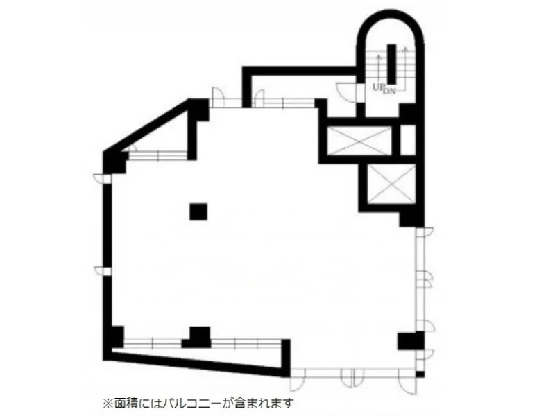 恵比寿のスケルトン店舗物件の平面図
