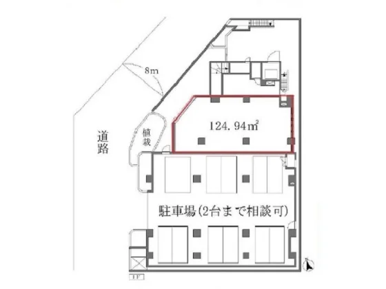 貸店舗(スケルトン)の平面図