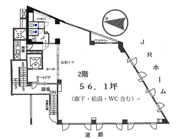 茅ケ崎の事務所仕様店舗物件の平面図