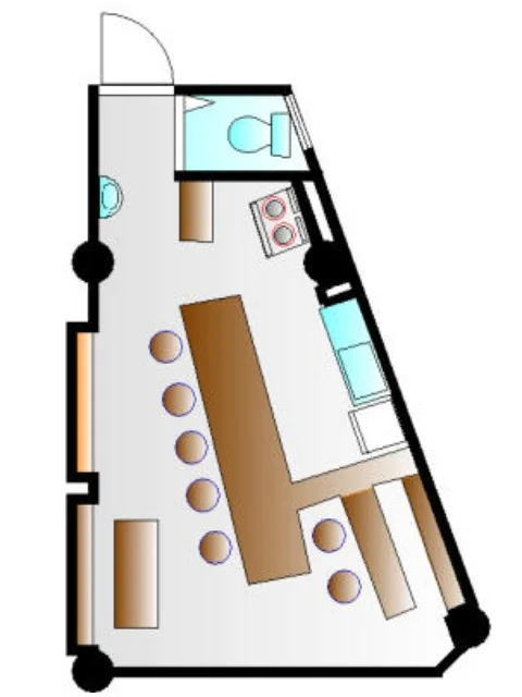定食屋の居抜き物件の平面図