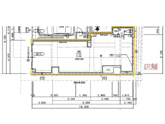 錦糸町のスケルトン店舗物件の平面図