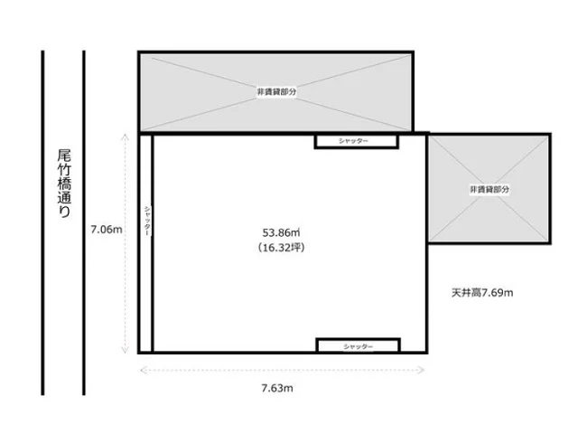 西新井のスケルトン店舗物件の平面図