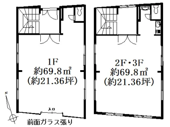 南阿佐ケ谷の事務所仕様店舗物件の平面図