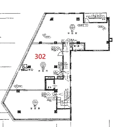 恵比寿の事務所仕様物件の平面図