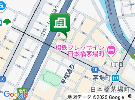 茅場町の事務所仕様物件の地図