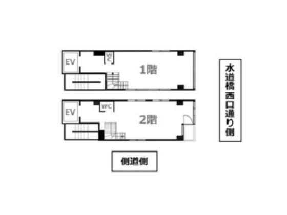 水道橋のスケルトン店舗物件の平面図