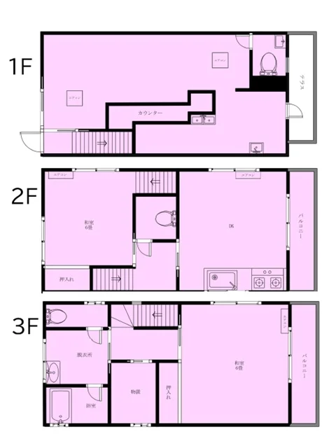居酒屋の居抜き物件の平面図