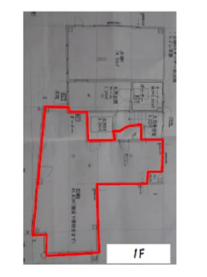 長原のスケルトン店舗物件の平面図