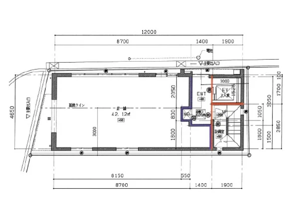 貸店舗(スケルトン)の平面図