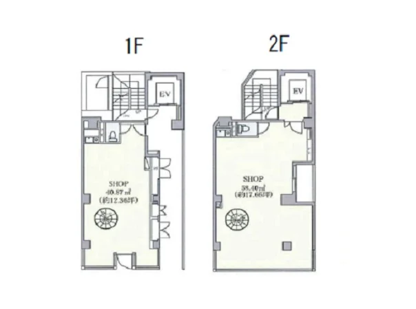 表参道の事務所仕様店舗物件の平面図