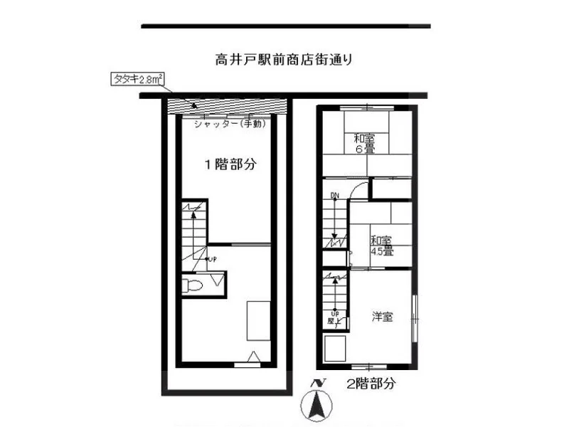 高井戸の事務所仕様店舗物件の平面図