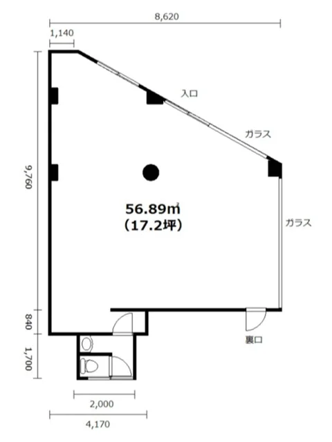 生田の居抜き店舗の平面図