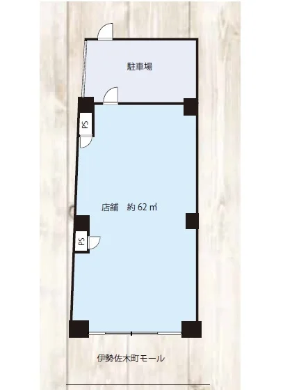 伊勢佐木長者町のスケルトン店舗物件の平面図