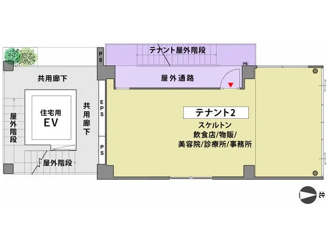 中野のスケルトン店舗物件の平面図