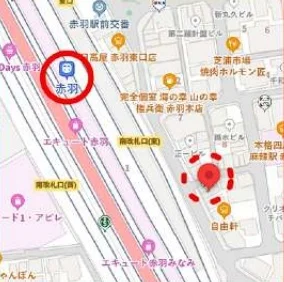 赤羽の事務所仕様店舗物件の地図