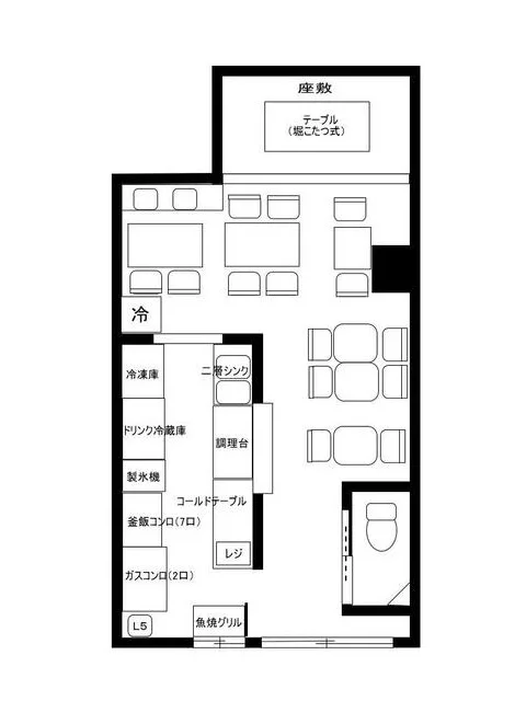 中野富士見町の居酒屋居抜きの平面図