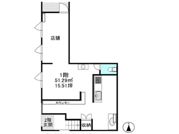 沼袋の事務所仕様店舗物件の平面図