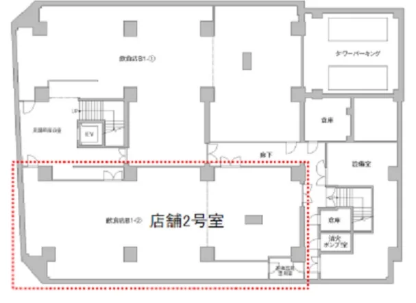 貸店舗(スケルトン)の平面図