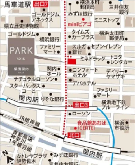 関内のスケルトン物件の地図