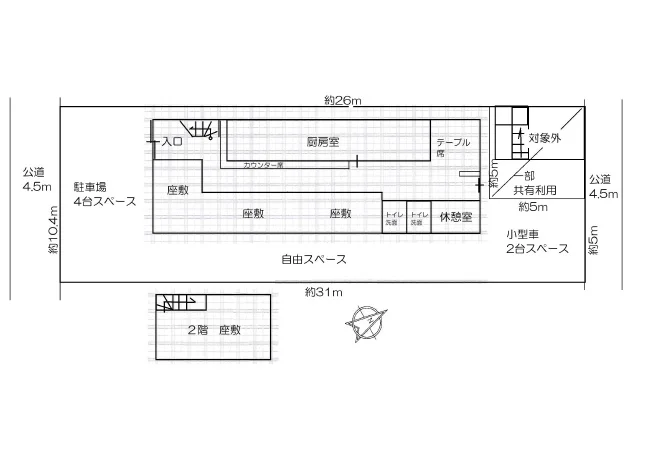 居酒屋の居抜き物件の平面図