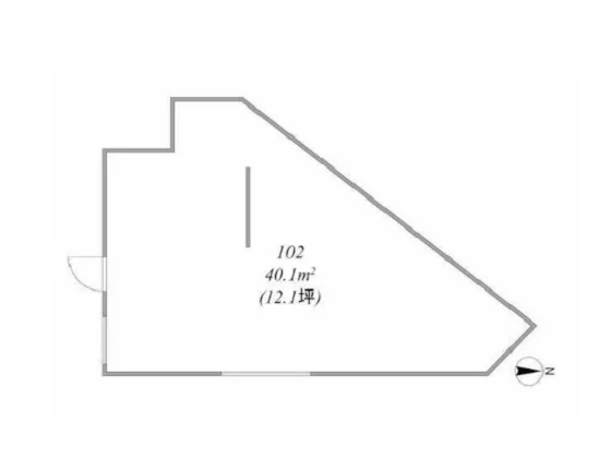 駒沢大学のスケルトン店舗物件の平面図