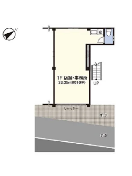 綱島の事務所仕様店舗物件の平面図