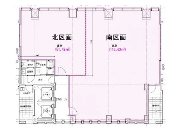 新富町のスケルトン物件の平面図