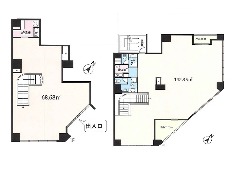 水天宮前の事務所仕様店舗物件の平面図