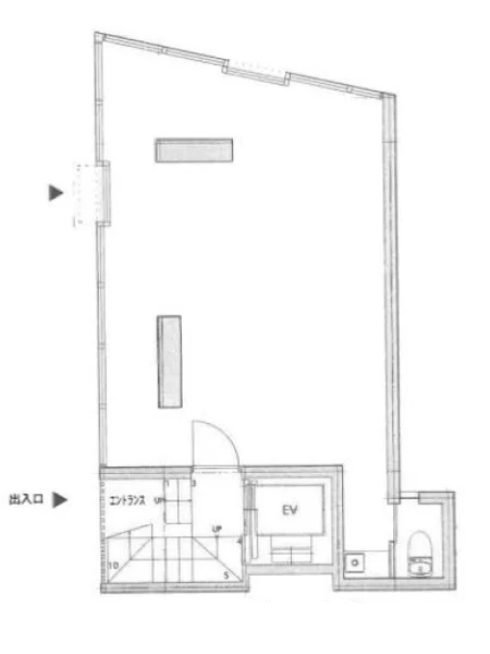 成城学園前のスケルトン店舗物件の平面図