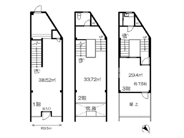 貸店舗(事務所仕様)の平面図
