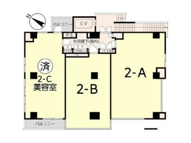横須賀中央のスケルトン店舗物件の平面図